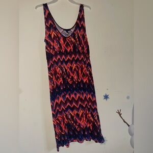 Fun & Colorful gap sleeveless tank dress geometric pattern orange Sz XS